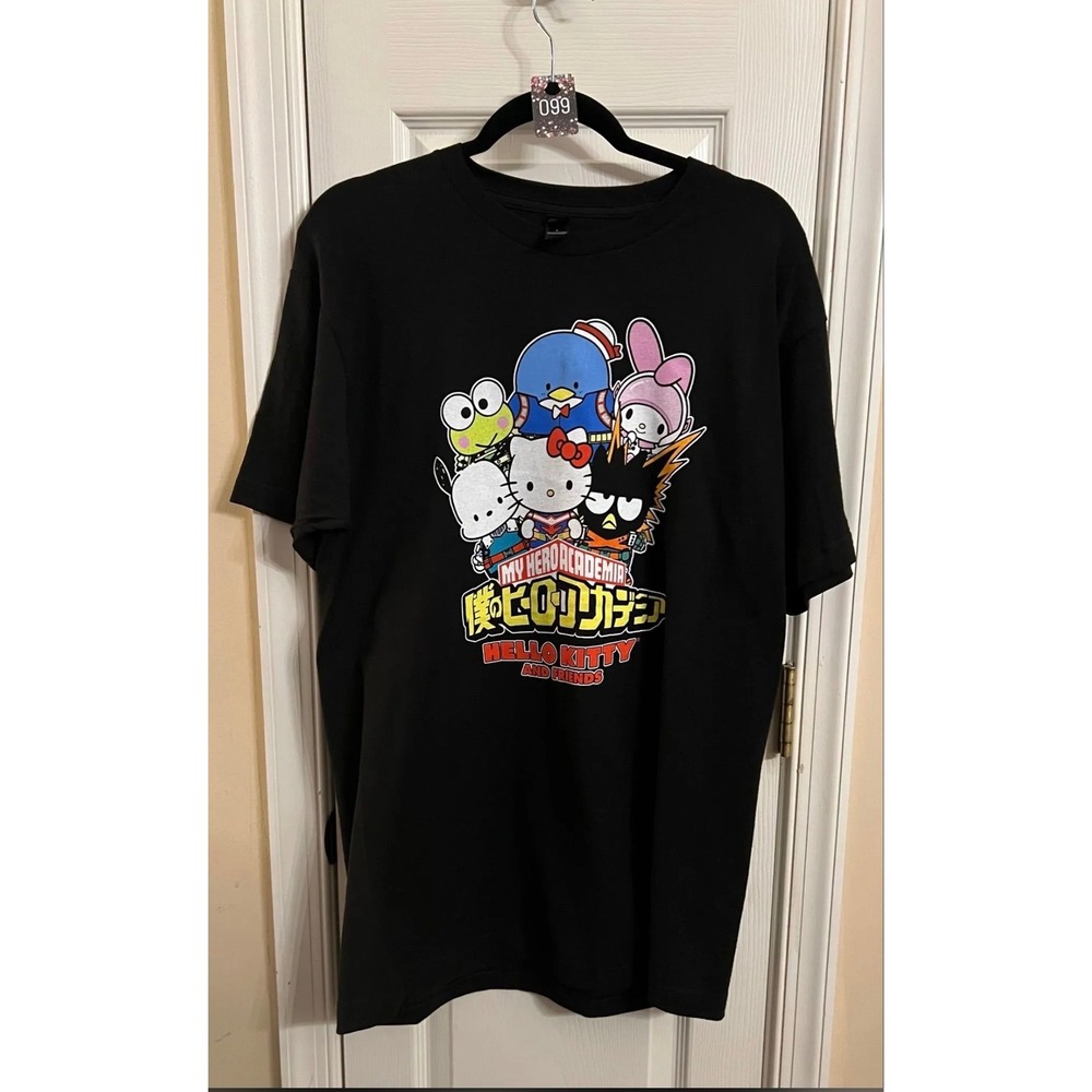 Sanrio My Hero Academia Hello Kitty and Friends Black Graphic T-Shirt Large